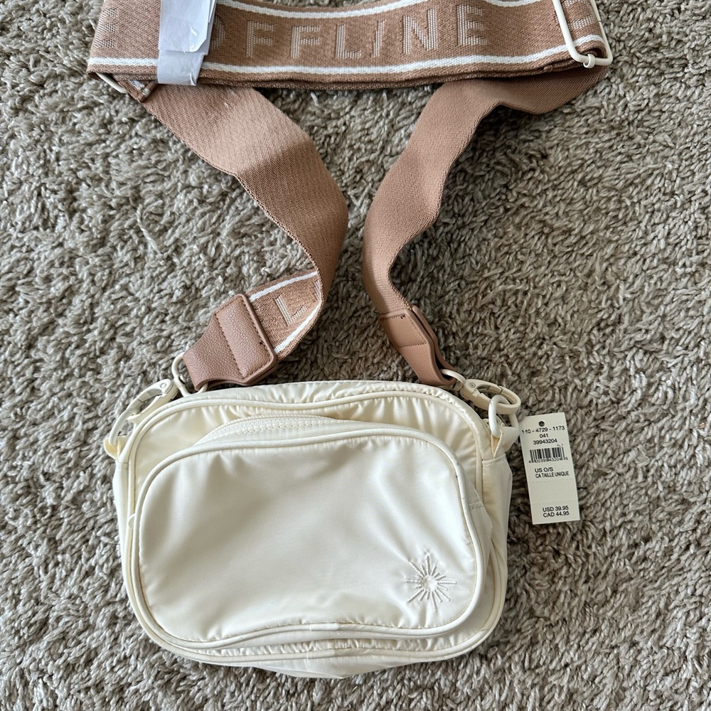 Aerie Cream and Tan Crossbody Bag